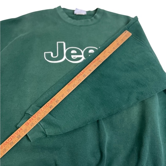 Vtg JEEP Green Crewneck Sweatshirt Mens 2XL Spell Out White Logo Lee Made USA - Picture 7 of 7